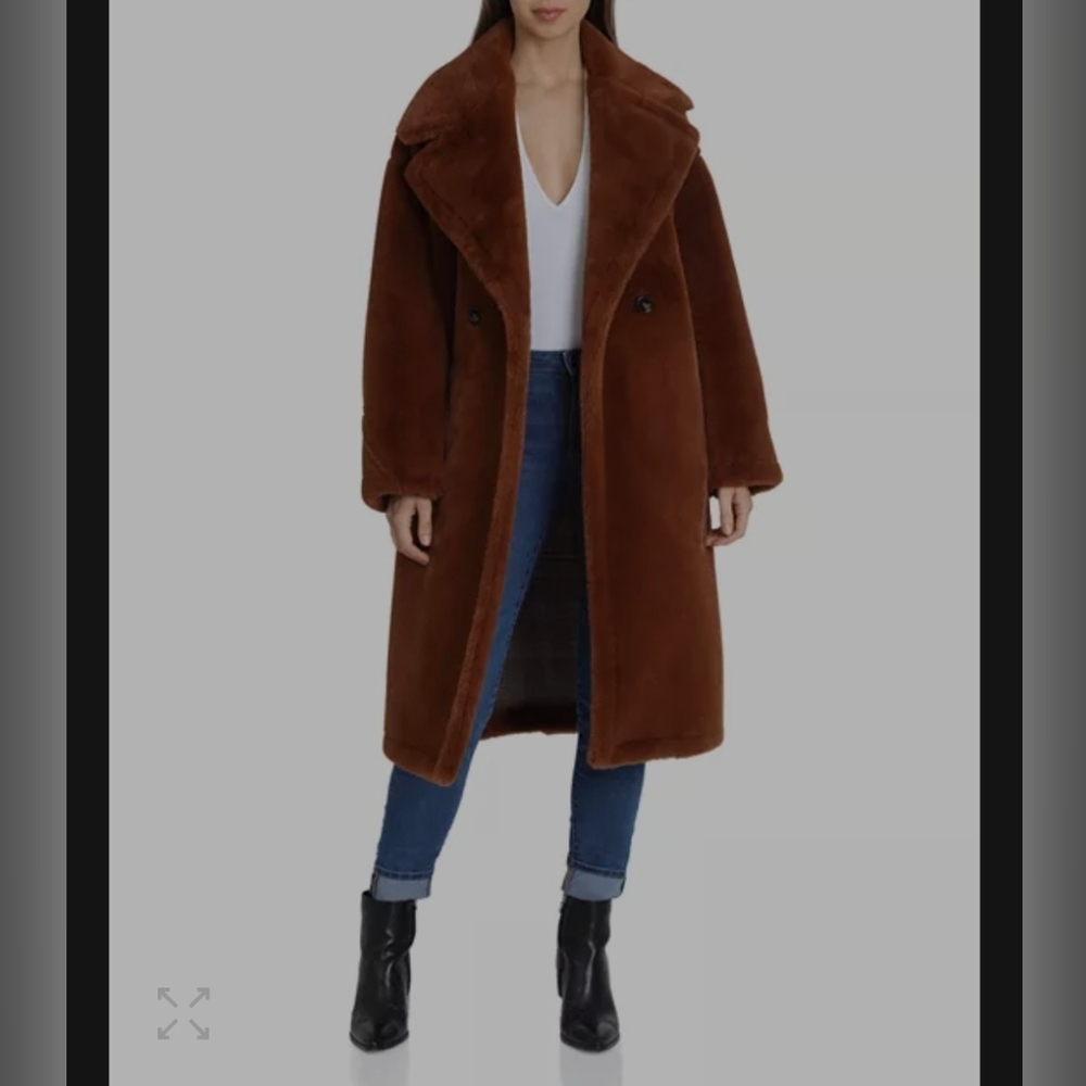 Avec Les Filles Oversized Brown Faux Fur Teddy Coat